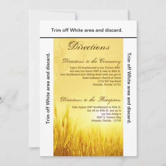 3.5x6 Directions Carte Sunrise Blé Pays Rustique (Devant)