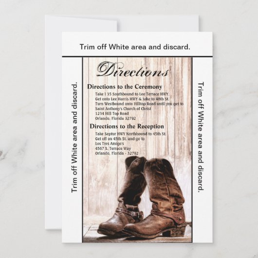 3.5x6 Directions Cartes Boots Pays Rustique Ouest (Devant)