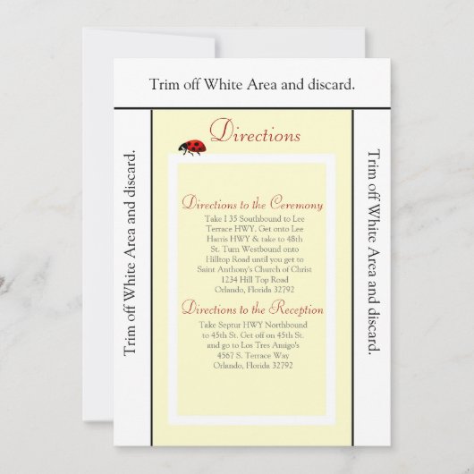 3.5x6 Richtingen Kaart Geel en Dame Bug (Voorkant)