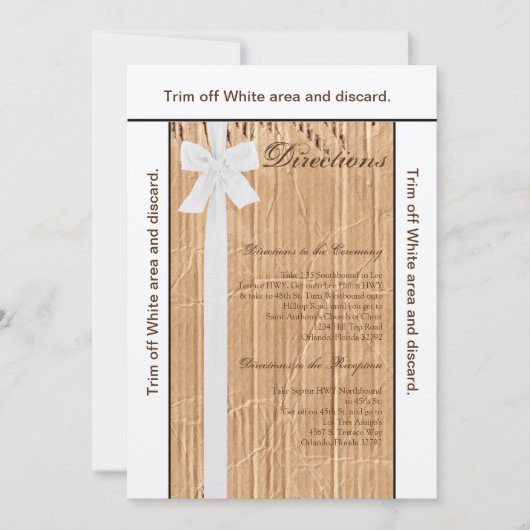 3.5x6 richtingen Kaart Kartonnen Flap Wit Lint (Voorkant)