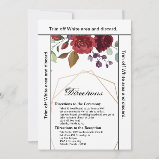 3.5x6 richtingen Kaart Wit Roses Goud Geometrisch (Voorkant)