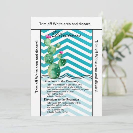 3.5x6 Routebeschrijving Kaart Boho Cacti Cactus Su (Staand voorkant)