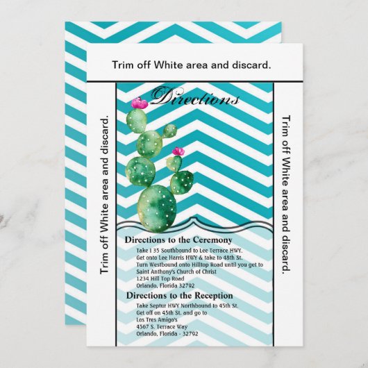 3.5x6 Routebeschrijving Kaart Boho Cacti Cactus Su (Voorkant / Achterkant)