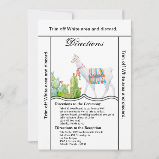 3.5x6 Routebeschrijving Kaart Boho Llama Bohemian (Voorkant)