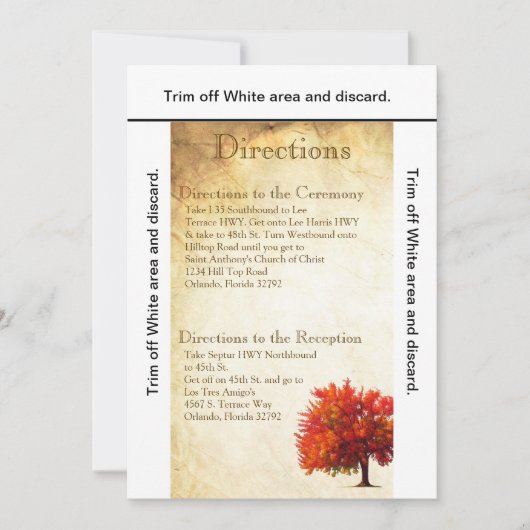 3.5x6 Routebeschrijving Kaart Herfst Tree Gerijpt (Voorkant)