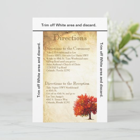 3.5x6 Routebeschrijving Kaart Herfst Tree Gerijpt (Staand voorkant)