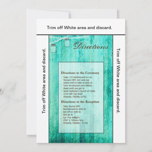 3.5x6 Routebeschrijving Kaart Mason Jar String Lig (Voorkant)