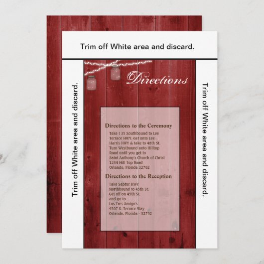 3.5x6 Routebeschrijving Kaart Mason Jar String Lig (Voorkant / Achterkant)