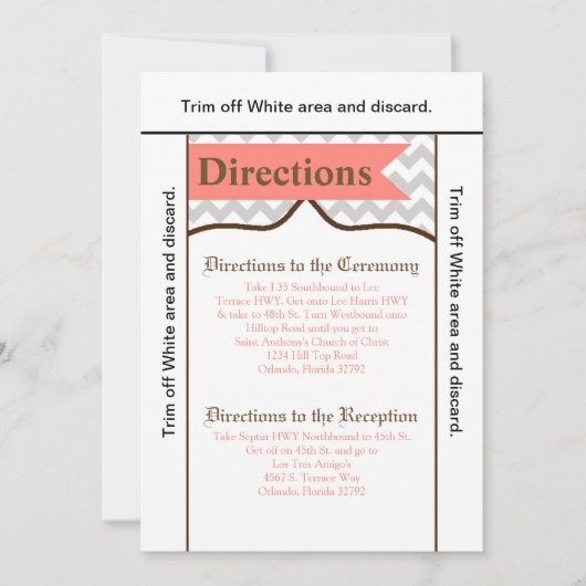 3.5x6 Routebeschrijving Kaart Modern Chevron Strip (Voorkant)