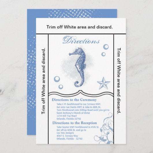 3.5x6 Routebeschrijving Kaart Seahorse Zee Ocean B (Voorkant / Achterkant)