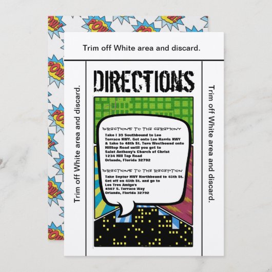 3.5x6 Routebeschrijving Kaart Stripboek Pop Art Co (Voorkant / Achterkant)