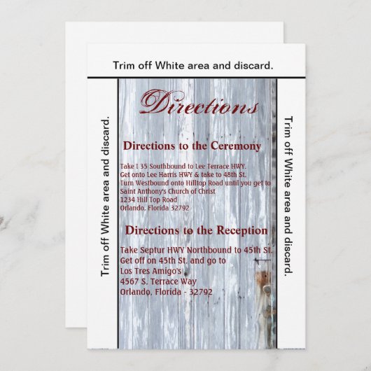 3.5x6 Routebeschrijving Kaart Wit Wassen Hout Schu (Voorkant / Achterkant)