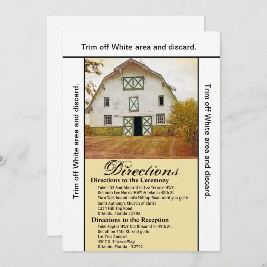 3.5x6 Routebeschrijving Kaart Zonsondergang Schuur (Voorkant / Achterkant)