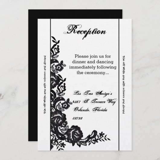 3.5x7 Carte de réception Black Lace Damask Antique (Devant / Derrière)