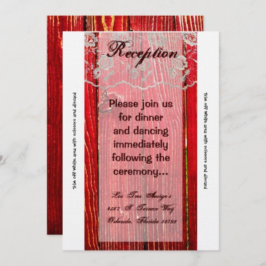 3,5x7 Carte de réception Pays dentelle rouge Lave (Devant / Derrière)