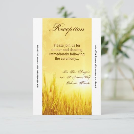 3,5x7 Carte de réception Sunrise Blé Pays Rustique (Debout devant)