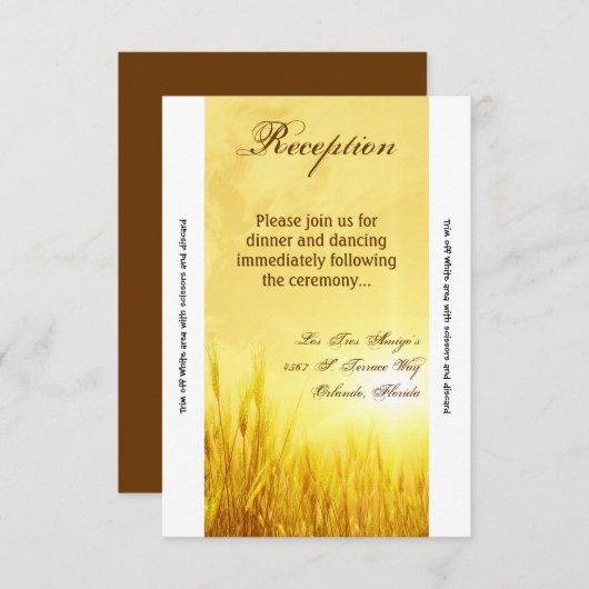 3,5x7 Carte de réception Sunrise Blé Pays Rustique (Devant / Derrière)