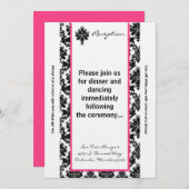 3.5x7 Ontvangstkaart Zwart Roze Damast Kaart (Voorkant / Achterkant)