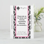 3.5x7 Ontvankaart Zwart Roze Damast Kaart (Staand voorkant)