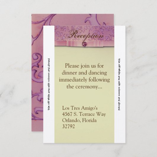 3.5x7 Receptie Kaart Amethist Jewel reliëfpapier (Voorkant / Achterkant)