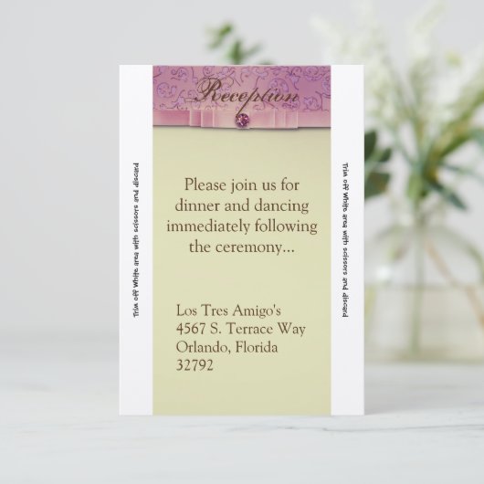 3.5x7 Receptie Kaart Amethist Jewel reliëfpapier (Staand voorkant)