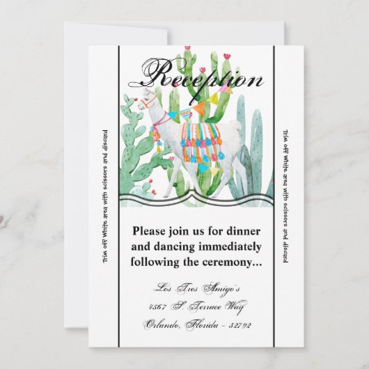 3.5x7 Receptie Kaart Boho Llama Bohemian Cacti Des (Voorkant)