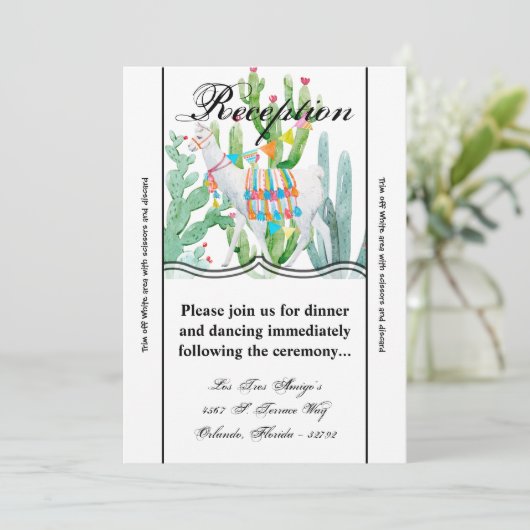 3.5x7 Receptie Kaart Boho Llama Bohemian Cacti Des (Staand voorkant)