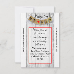 3.5x7 Receptie Kaart Burlap Mr. en Mrs. Banner