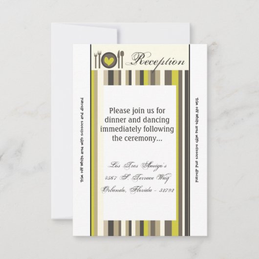 3.5x7 Receptie Kaart China Bord Silverware Plaats (Voorkant)