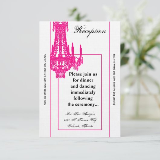 3.5x7 Receptie-Kaart Crystal Chandelier Glitz Glam Kaart (Staand voorkant)