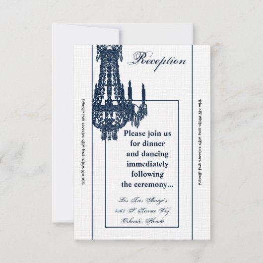 3.5x7 Receptie-Kaart Crystal Chandelier Glitz Glam Kaart (Voorkant)