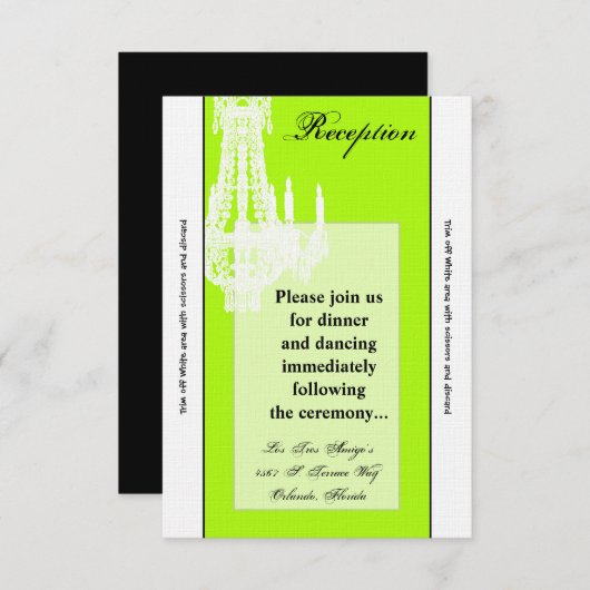 3.5x7 Receptie-Kaart Crystal Chandelier Glitz Glam Kaart (Voorkant / Achterkant)