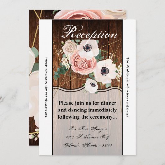 3.5x7 Receptie Kaart Geometrisch Land Schuur Hout (Voorkant / Achterkant)