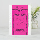 3.5x7 Receptie Kaart Hot Pink Damask (Staand voorkant)