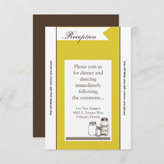 3.5x7 Receptie Kaart Mason Jar Country Rustieke Va (Voorkant / Achterkant)