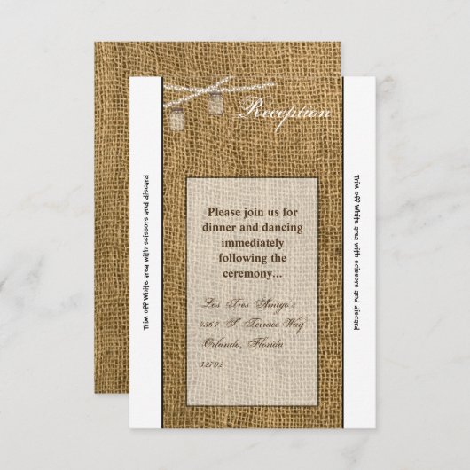 3.5x7 Receptie Kaart Mason Jar String Lights Burla (Voorkant / Achterkant)