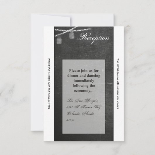 3.5x7 Receptie Kaart Mason Jar String Lights krijt (Voorkant)