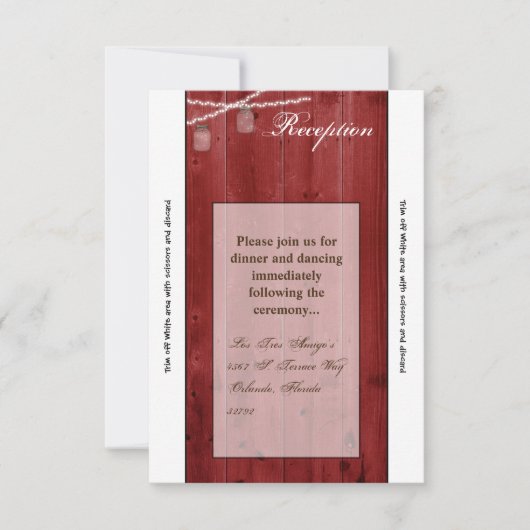 3.5x7 Receptie Kaart Mason Jar String Lights Wood (Voorkant)