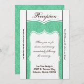 3.5x7 Receptie Kaart Mint Wit Damask (Voorkant / Achterkant)