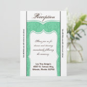 3.5x7 Receptie Kaart Mint Wit Damask (Staand voorkant)