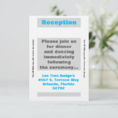 3.5x7 Receptie Kaart Modern Neon Streep Blauw (Staand voorkant)