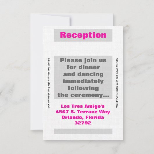 3.5x7 Receptie Kaart Modern Neon Streep Roze (Voorkant)