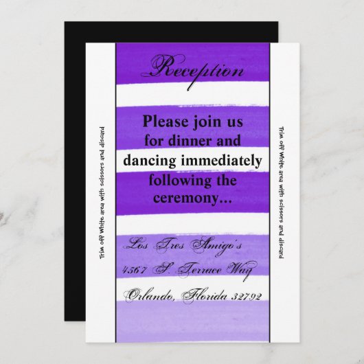 3.5x7 Receptie Kaart Ombre Streep Paarse lijn verv (Voorkant / Achterkant)