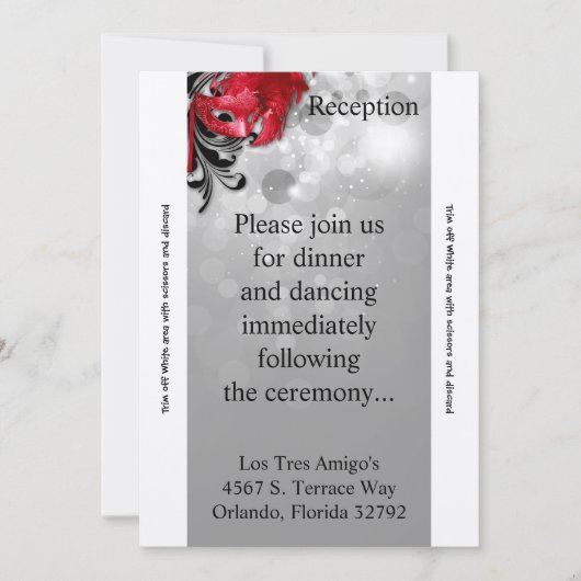 3.5x7 Receptie Kaart Rode Masquerade (Voorkant)