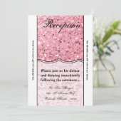 3.5x7 Receptie Kaart Roos Gouden Glitter (Staand voorkant)