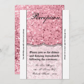 3.5x7 Receptie Kaart Roos Gouden Glitter (Voorkant / Achterkant)