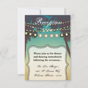 3.5x7 Receptie Kaart Strand Zonsondergang Palmbome