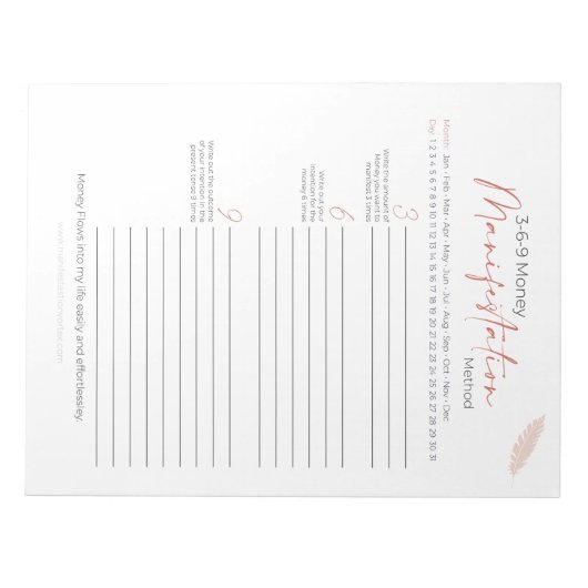 3-6-9 Méthode Loi du Bloc-notes d'attraction (Devant)