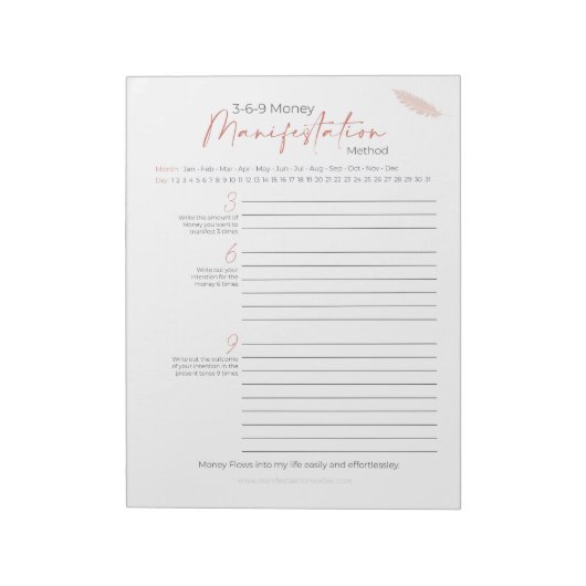 3-6-9 Methode Recht van Aantrekking Notitieblok (Gedraaid)