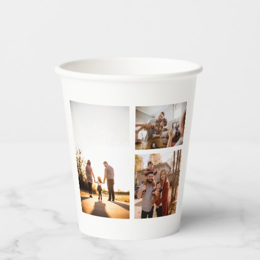 3 Aangepaste fotocollage op maat Papieren Bekers (Voorkant)